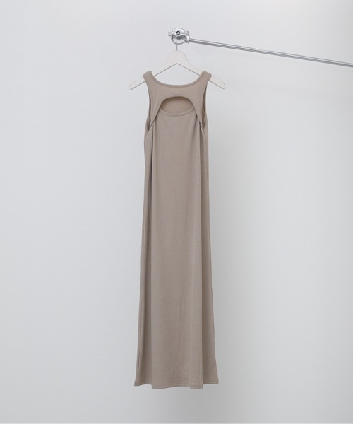 SINCE THEN ♥ Neutral ruffle long one-piece /追跡付 セール】背中空きリブロングワンピース 前後 2WAY（ワンピース