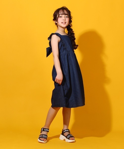 BUBBLES リボンデニムワンピース BUBBLES バブルス リボンデニムワンピース BUBBLES】リボンデニム