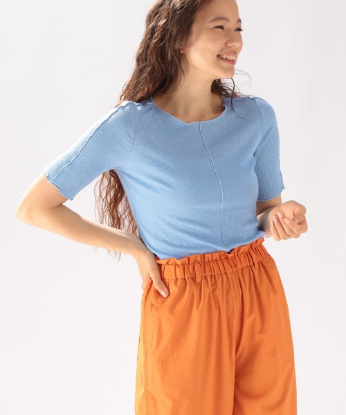 niko and...（ニコアンド）の「ストライプテレコメロープルオーバー（Tシャツ/カットソー・レディース・イエロー/ブルー/グリーン・MEDIUM/LARGE）」の2枚目の写真