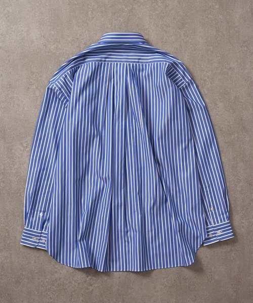 BRICK & SONS(ブリックアンドサンズ)の「リラックスバックプリーツシャツ<ブルーワイドストライプ>(シャツ/ブラウス・メンズ・ブルー・LL/S/M/L)」の12枚目の写真