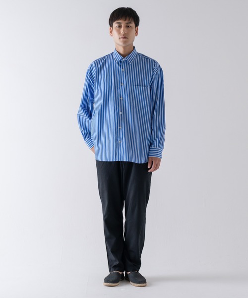 BRICK & SONS(ブリックアンドサンズ)の「リラックスバックプリーツシャツ<ブルーワイドストライプ>(シャツ/ブラウス・メンズ・ブルー・LL/S/M/L)」の16枚目の写真