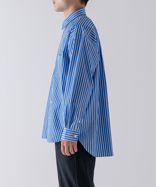 BRICK & SONS(ブリックアンドサンズ)の「リラックスバックプリーツシャツ<ブルーワイドストライプ>(シャツ/ブラウス・メンズ・ブルー・LL/S/M/L)」の17枚目の写真