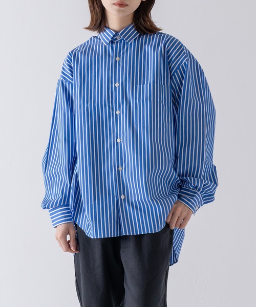 BRICK & SONS(ブリックアンドサンズ)の「リラックスバックプリーツシャツ<ブルーワイドストライプ>(シャツ/ブラウス・メンズ・ブルー・LL/S/M/L)」の19枚目の写真