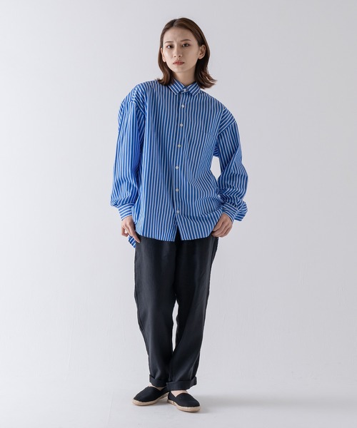BRICK & SONS(ブリックアンドサンズ)の「リラックスバックプリーツシャツ<ブルーワイドストライプ>(シャツ/ブラウス・メンズ・ブルー・LL/S/M/L)」の20枚目の写真