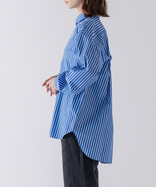 BRICK & SONS(ブリックアンドサンズ)の「リラックスバックプリーツシャツ<ブルーワイドストライプ>(シャツ/ブラウス・メンズ・ブルー・LL/S/M/L)」の21枚目の写真