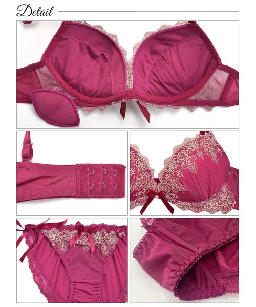 DRW（ドロー）の「【ベストセラー】寝転がっても美谷間キープ！高見えブラジャー＆紐ショーツセット（ブラ&ショーツ・レディース・ホワイト/ブラック/ネイビー/ワインレッド/ローズ/ローズ系1/レッド系1/ホワイト系1・B65/C70/D70/B75/A65/C65/C75/D65/D75/A75/B70/A70/B60/C60/D60）」の12枚目の写真