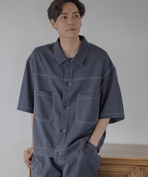 LAKOLE（ラコレ）の「ドライポリベイカーシャツ2nd[セットアップ対応] / 352124（シャツ/ブラウス・メンズ・ブラック/ネイビー/オリーブ・SMALL/MEDIUM/LARGE）」の3枚目の写真