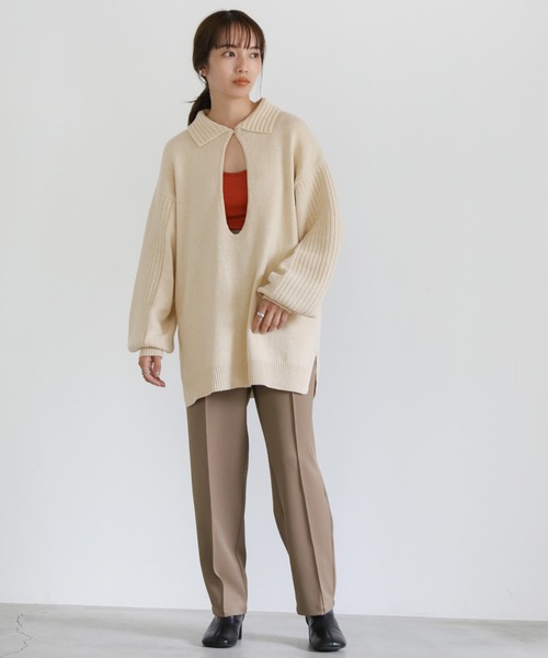 フロントオープンネックニット（ニット/セーター）｜select MOCA