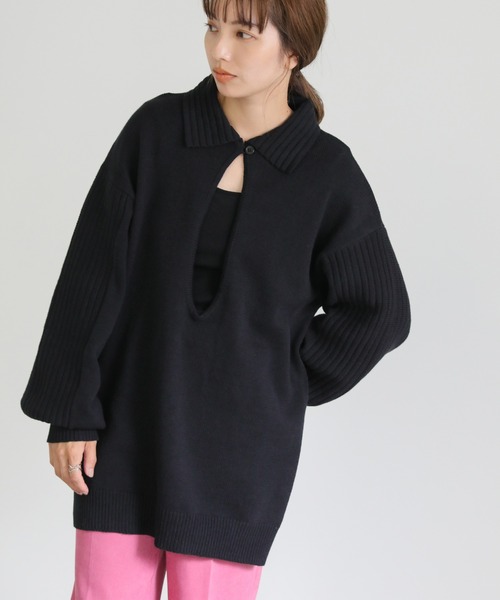 フロントオープンネックニット（ニット/セーター）｜select MOCA