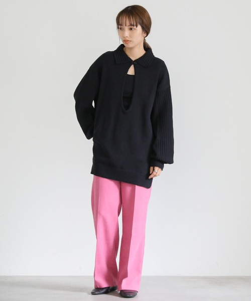 SUKALA カップ付きオープンネックニット　L SUKALA】カップ付きオープンネックTee アイボリー Lサイズ SUKALA