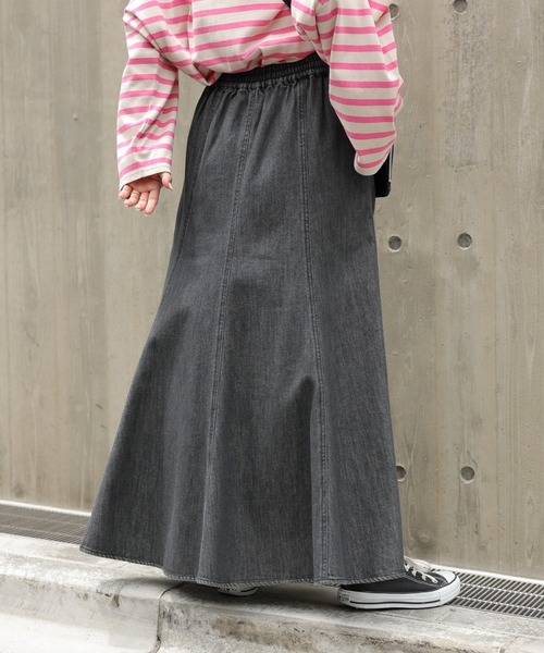 CIAOPANIC TYPY（チャオパニックティピー）の「【TYPYDENIM】イージーフレアスカート（デニムスカート・レディース・ブラック/ネイビー・ONE SIZE）」の6枚目の写真