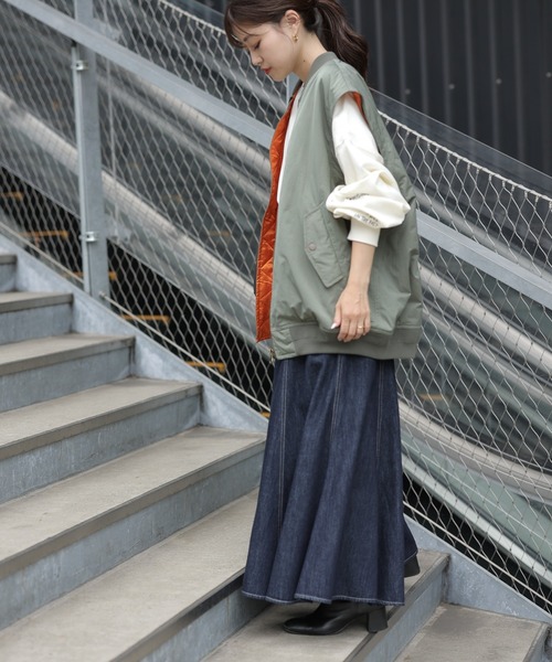 CIAOPANIC TYPY（チャオパニックティピー）の「【TYPYDENIM】イージーフレアスカート（デニムスカート・レディース・ブラック/ネイビー・ONE SIZE）」の20枚目の写真