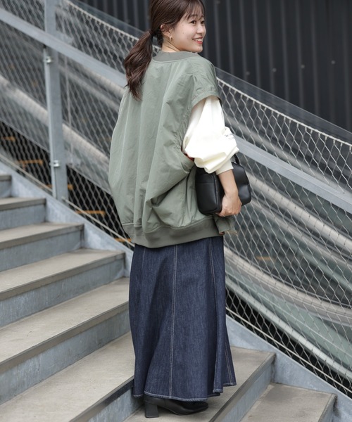 CIAOPANIC TYPY（チャオパニックティピー）の「【TYPYDENIM】イージーフレアスカート（デニムスカート・レディース・ブラック/ネイビー・ONE SIZE）」の22枚目の写真