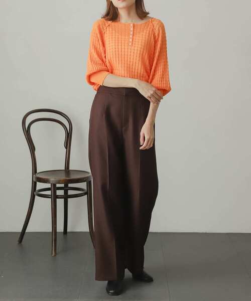 SENSE OF PLACE by URBAN RESEARCH（センスオブプレイスバイアーバンリサーチ）の「2WAYシアーセーター(5分袖)（ニット/セーター・レディース・ブラック/オレンジ/ブルー/グリーン・ONE）」の16枚目の写真