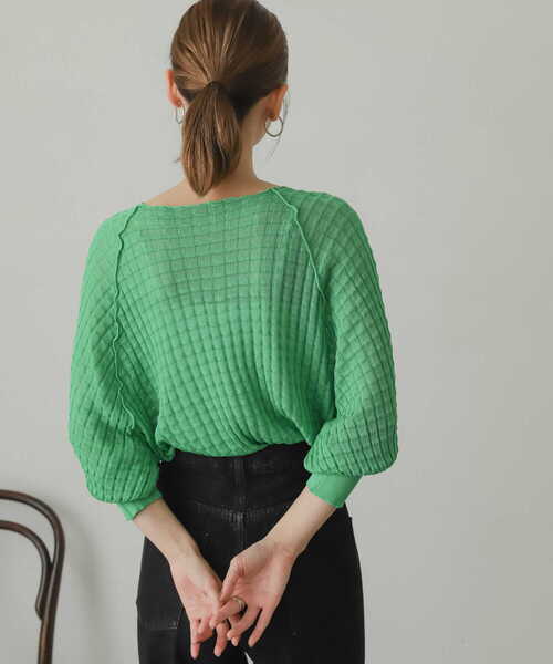 SENSE OF PLACE by URBAN RESEARCH（センスオブプレイスバイアーバンリサーチ）の「2WAYシアーセーター(5分袖)（ニット/セーター・レディース・ブラック/オレンジ/ブルー/グリーン・ONE）」の13枚目の写真