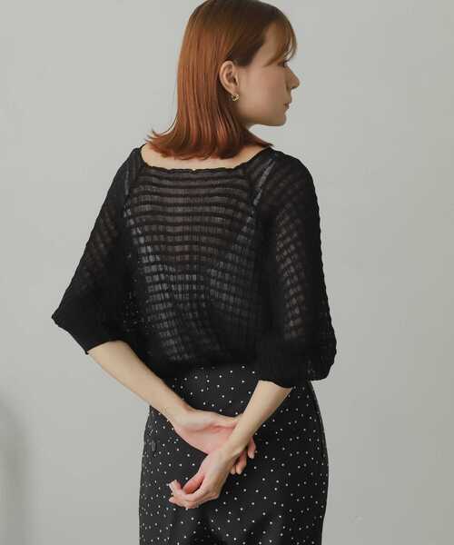 SENSE OF PLACE by URBAN RESEARCH（センスオブプレイスバイアーバンリサーチ）の「2WAYシアーセーター(5分袖)（ニット/セーター・レディース・ブラック/オレンジ/ブルー/グリーン・ONE）」の21枚目の写真