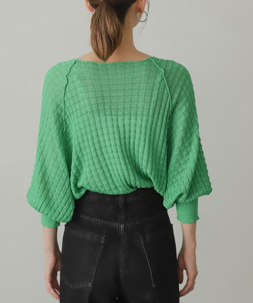 SENSE OF PLACE by URBAN RESEARCH（センスオブプレイスバイアーバンリサーチ）の「2WAYシアーセーター(5分袖)（ニット/セーター・レディース・ブラック/オレンジ/ブルー/グリーン・ONE）」の12枚目の写真