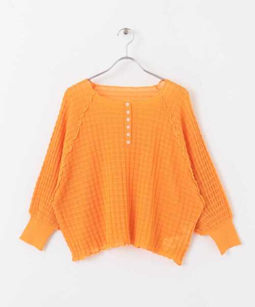 SENSE OF PLACE by URBAN RESEARCH（センスオブプレイスバイアーバンリサーチ）の「2WAYシアーセーター(5分袖)（ニット/セーター・レディース・ブラック/オレンジ/ブルー/グリーン・ONE）」の18枚目の写真