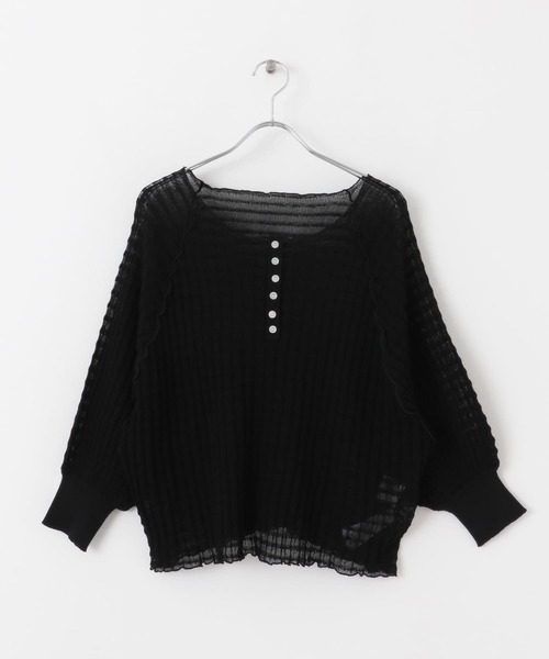 SENSE OF PLACE by URBAN RESEARCH（センスオブプレイスバイアーバンリサーチ）の「2WAYシアーセーター(5分袖)（ニット/セーター・レディース・ブラック/オレンジ/ブルー/グリーン・ONE）」の10枚目の写真