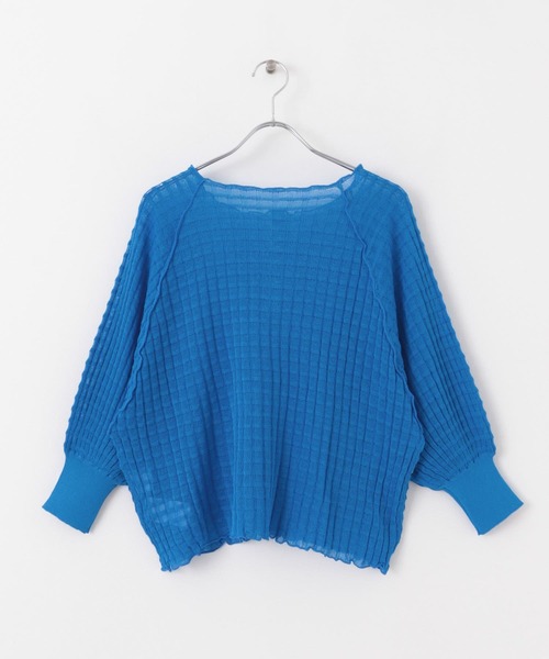 SENSE OF PLACE by URBAN RESEARCH（センスオブプレイスバイアーバンリサーチ）の「2WAYシアーセーター(5分袖)（ニット/セーター・レディース・ブラック/オレンジ/ブルー/グリーン・ONE）」の7枚目の写真