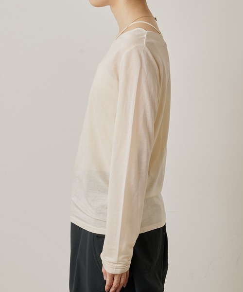 Omekashi(オメカシ)の「シアーロングプルオーバー(Tシャツ/カットソー・レディース・ブルー/アイボリー/ブラック/ブラウン・FREE)」の12枚目の写真