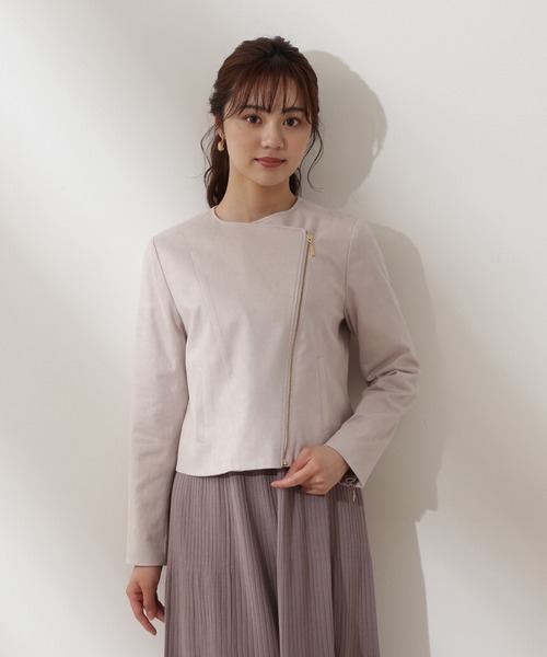 PROPORTION BODY DRESSING（プロポーションボディドレッシング）の「フェイクスエードライダース / 1212255901（ライダースジャケット・レディース・オフホワイト/グレー・MEDIUM/SMALL）」の4枚目の写真