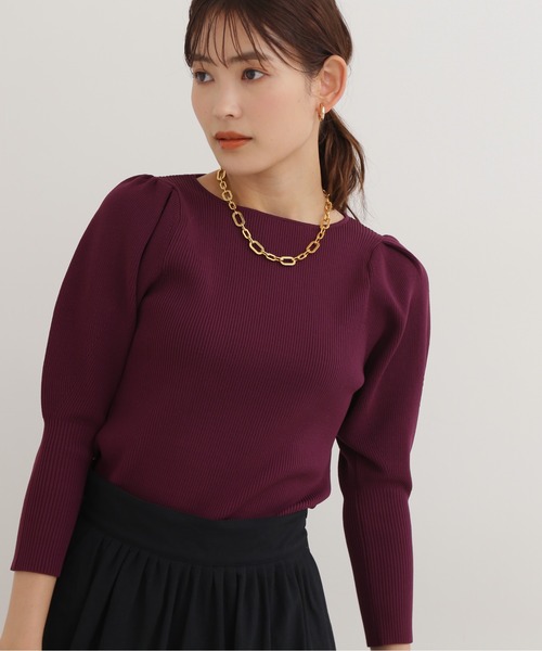 NATURAL BEAUTY BASIC(ナチュラルビューティーベーシック)の「スポンディッシュリブニット(ニット/セーター・レディース・オフホワイト/ブラウン/ラベンダー/ブルー・MEDIUM)」の4枚目の写真