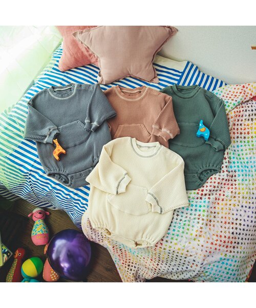 BREEZE（ブリーズ）の「ワッフルボディオール（肌着・キッズ・オレンジ/オフホワイト/ダークグリーン/グレー・70/80/90）」の5枚目の写真