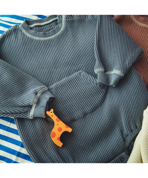 BREEZE（ブリーズ）の「ワッフルボディオール（肌着・キッズ・オレンジ/オフホワイト/ダークグリーン/グレー・70/80/90）」の19枚目の写真