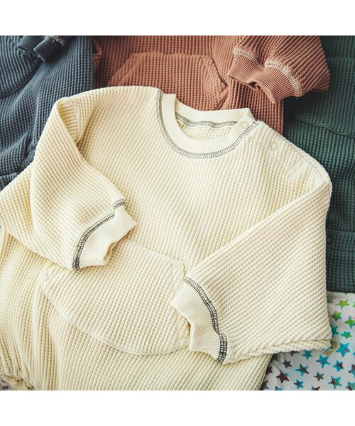 BREEZE（ブリーズ）の「ワッフルボディオール（肌着・キッズ・オレンジ/オフホワイト/ダークグリーン/グレー・70/80/90）」の18枚目の写真