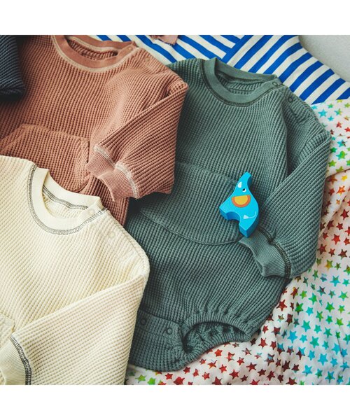 BREEZE（ブリーズ）の「ワッフルボディオール（肌着・キッズ・オレンジ/オフホワイト/ダークグリーン/グレー・70/80/90）」の16枚目の写真