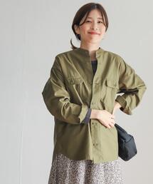 コットンミリタリースタンドシャツ