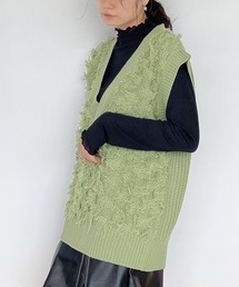 AS KNOW AS plus | ♪Vネック フリンジ編みベスト(ベスト)