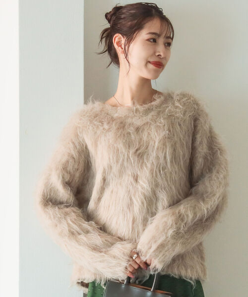 B:MING by BEAMS(ビーミングバイビームス)の「B:MING by BEAMS / シャギー カラー ニット 22AW(ニット/セーター・レディース・ブルー/ピンク/ベージュ・FREE)」の2枚目の写真