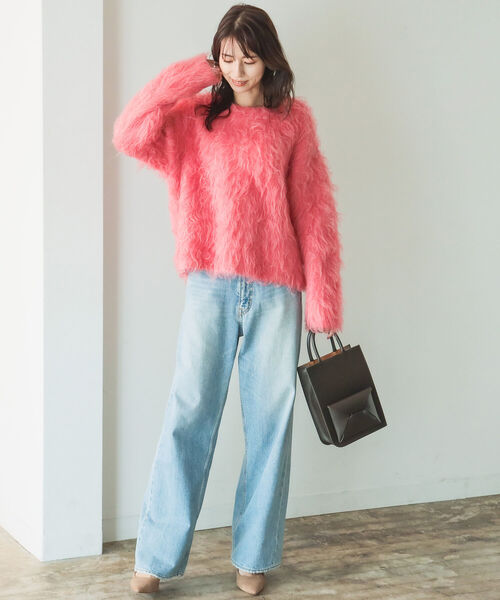 B:MING by BEAMS(ビーミングバイビームス)の「B:MING by BEAMS / シャギー カラー ニット 22AW(ニット/セーター・レディース・ブルー/ピンク/ベージュ・FREE)」の4枚目の写真