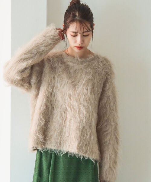 B:MING by BEAMS(ビーミングバイビームス)の「B:MING by BEAMS / シャギー カラー ニット 22AW(ニット/セーター・レディース・ブルー/ピンク/ベージュ・FREE)」の7枚目の写真