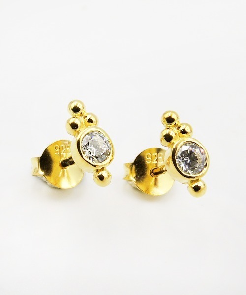 TONE SELECT GOODS(トーンセレクトグッズ)の「【925 SILVER ACC】プチスタッズQzストーンピアスSV925(OG)(ピアス(両耳用)・レディース・シルバー/ゴールド・FREE)」の4枚目の写真