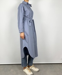 【5色展開】コットンロングシャツワンピース