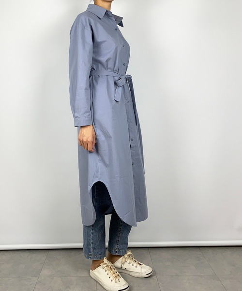 me+em select(ミームセレクト)の「【5色展開】コットンロングシャツワンピース(シャツワンピース・レディース・ブラック/アイボリー/ブルー/ベージュ/ピンク/ブラウン・FREE)」の5枚目の写真