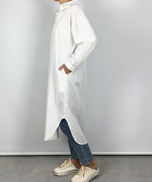 セール】【5色展開】コットンロングシャツワンピース（シャツ