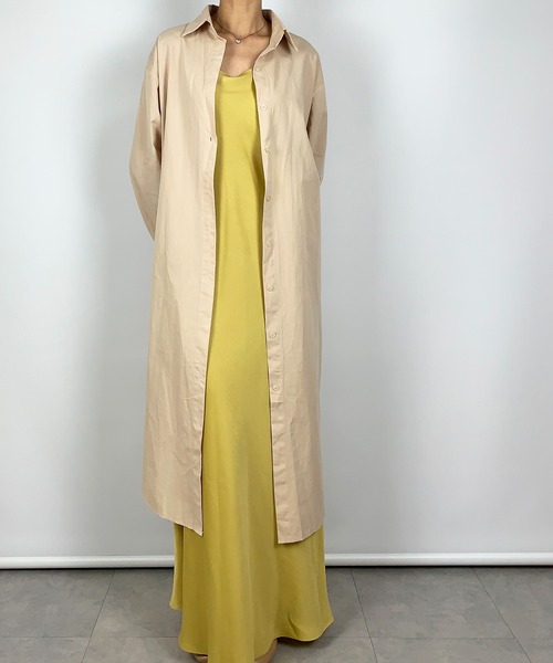 セール】【5色展開】コットンロングシャツワンピース（シャツ