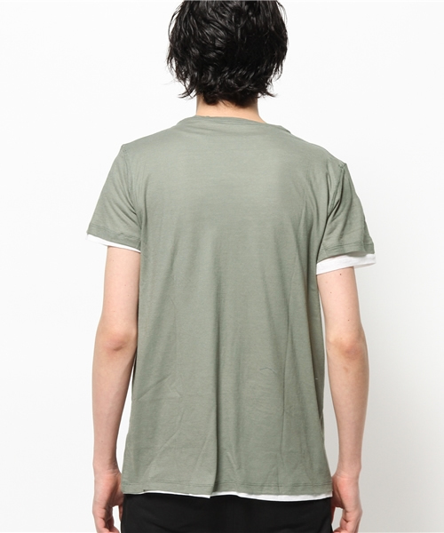 MAJESTIC HOMME(マジェスティックオム)の「【WEB限定】MAJESTIC HOMME ハーフスリーブVネックレイヤードカットソー(Tシャツ/カットソー・メンズ・ベージュ/オリーブ・SMALL/LARGE/MEDIUM)」の5枚目の写真