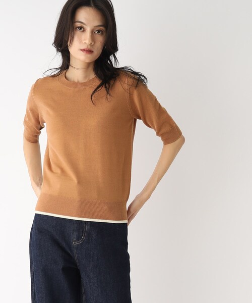 OPAQUE.CLIP（オペークドットクリップ）の「◆【大草直子さんコラボ】ウール半袖ニット（ニット/セーター・レディース・キャメル/ワイン/ダークグレー/ブラック・36/40/38）」の12枚目の写真