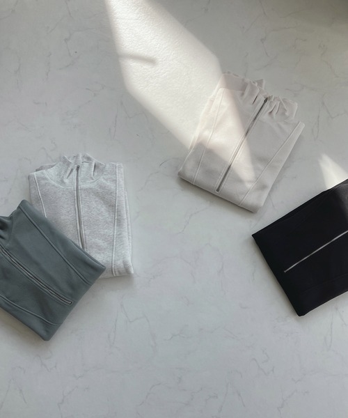 AS KNOW AS plus（アズノゥアズプラス）の「♪ハーフジップ スウェット プルオーバー　【2023AWアイテム】（スウェット・レディース・ブラック/ブルーグレー/オートミール/キナリ/ブラック系/カーキ系/アイボリー系/ネイビー系・FREE）」の14枚目の写真