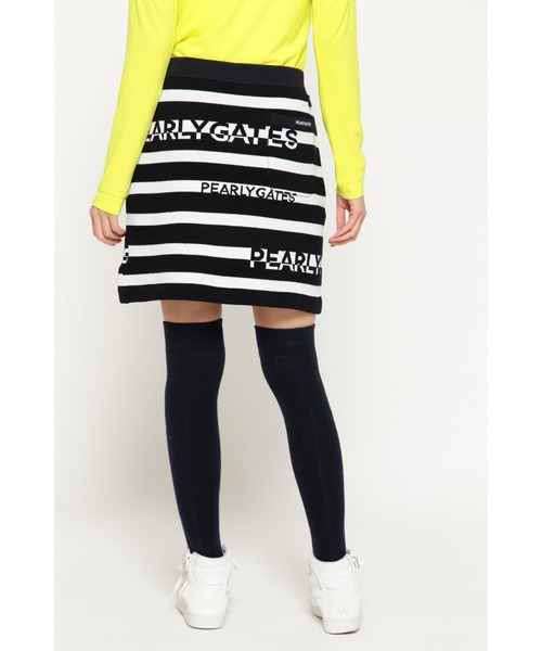 PEARLY GATES 新品ニットスカート ボーダー PEARLY GATES】2色ジャガードニットスカート ＜ロゴボーダー/ロゴ