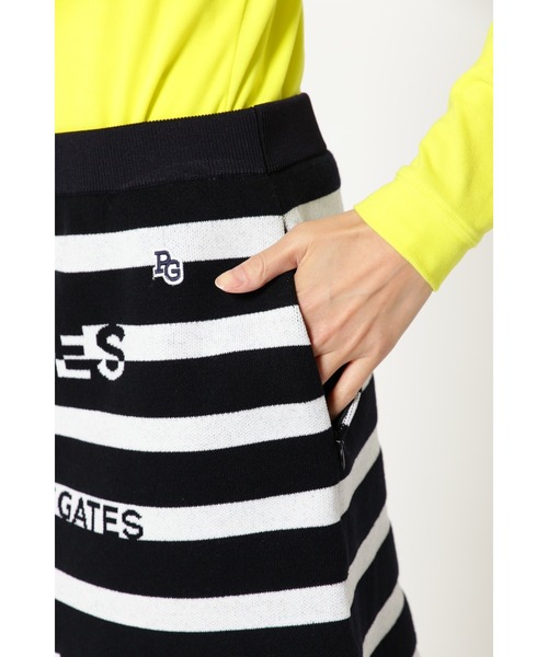 PEARLY GATES 新品ニットスカート ボーダー PEARLY GATES】2色ジャガードニットスカート ＜ロゴボーダー/ロゴ