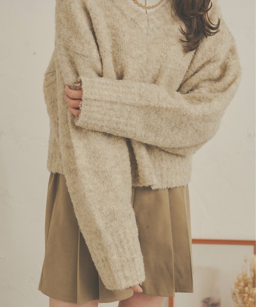 Ambre Neige(アンブルネージュ)の「もちっと癒され。前後2WAYメランジニット/【WEB/EC限定商品】(ニット/セーター・レディース・ライトブラウン/ピンク/ライトベージュ・FREE)」の6枚目の写真