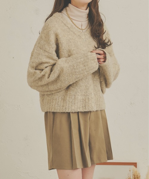 Ambre Neige(アンブルネージュ)の「もちっと癒され。前後2WAYメランジニット/【WEB/EC限定商品】(ニット/セーター・レディース・ライトブラウン/ピンク/ライトベージュ・FREE)」の5枚目の写真