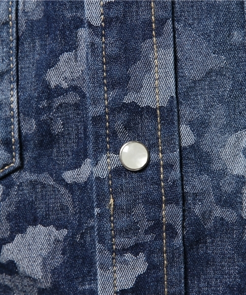 VENCEEXCHANGE（ヴァンスエクスチェンジ）の「デニム迷彩ジャガード7分シャツ　　　　      （シャツ/ブラウス・メンズ・ブルー・MEDIUM/SMALL/LARGE）」の9枚目の写真
