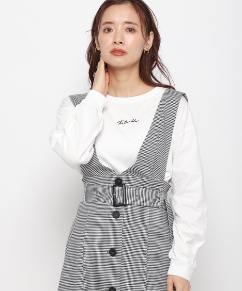 mysty woman(ミスティウーマン)の「ワンポイントシシュウロンT 183871(Tシャツ/カットソー・レディース・オフホワイト/ベージュ/チャコールグレー・FREE)」の21枚目の写真